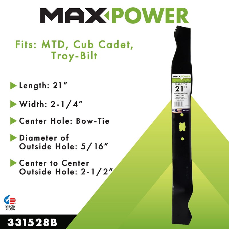 Maxpower شفرة تقطيع ماكس باور 331528B لبعض آلات القطع 21 بوصة MTD/Cub Cadet/Troy-Bilt تحل محل 742-0741، 942-0741، CMXGZAM100067 - Image 2